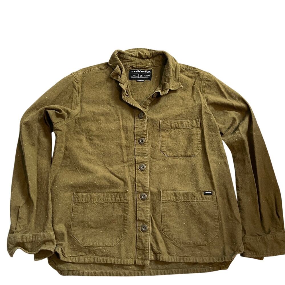 Dakine long sleeve button down shirt army green size medium